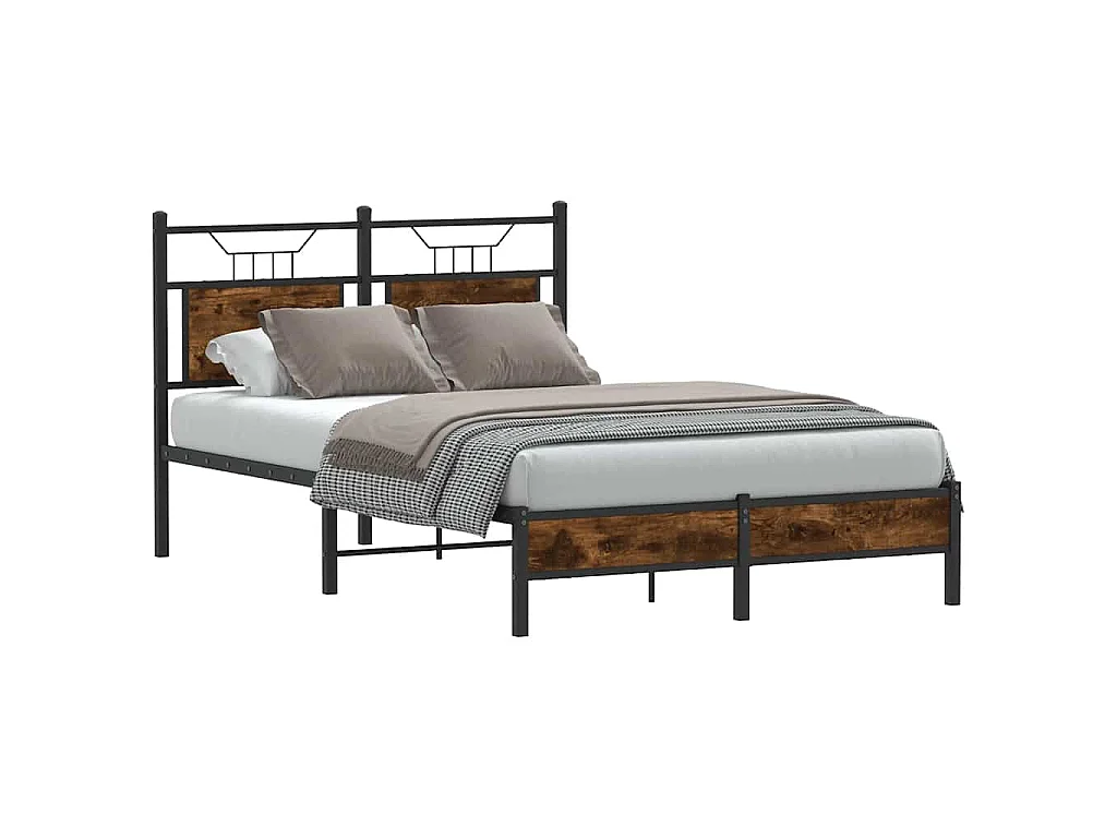 Cadre de lit sans matelas chêne fumé 120x190 cm bois ingénierie