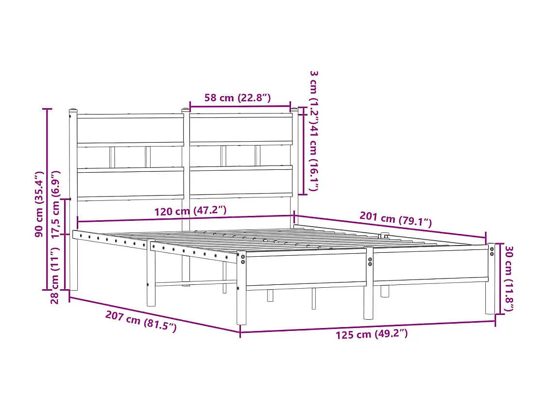 Bettgestell ohne Matratze mit Kopfteil Sonoma-Eiche 120x200 cm