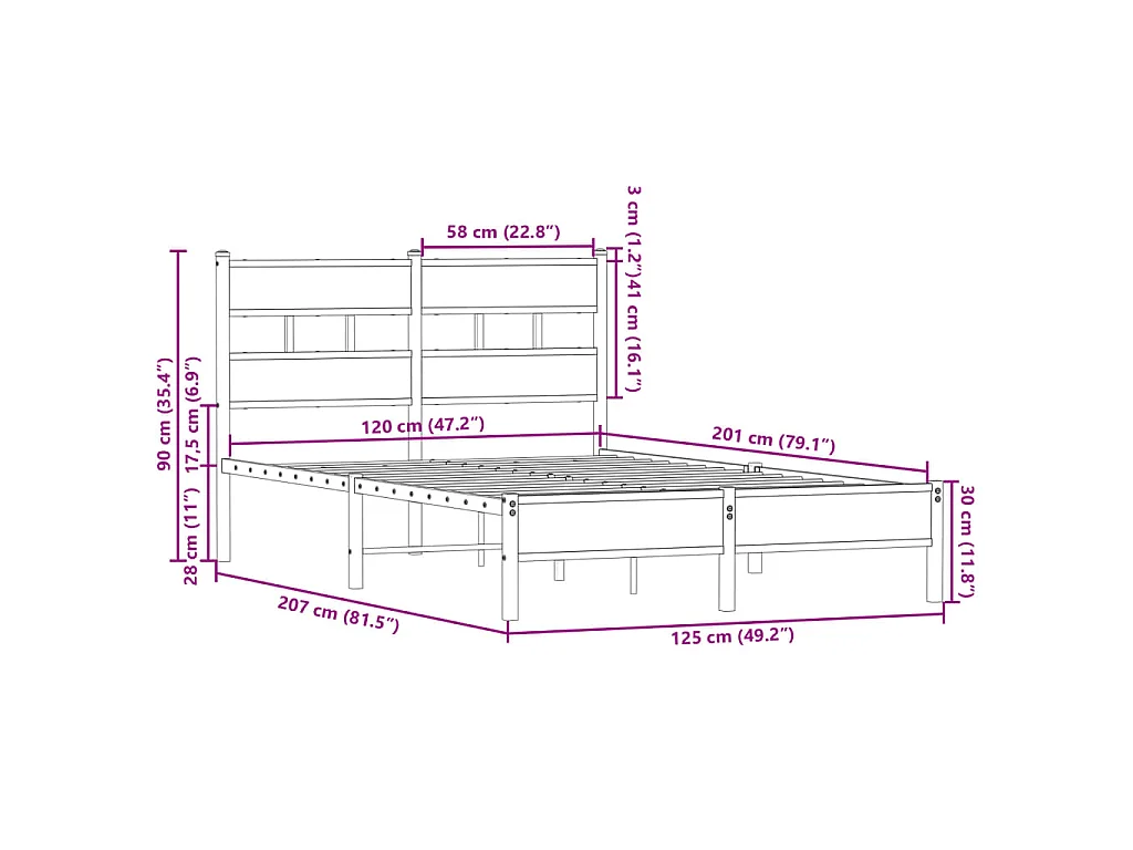 Giroletto senza Materasso con Testiera Rovere Sonoma 120x200 cm