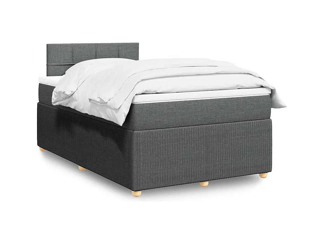 Sommier à lattes de lit avec matelas gris foncé 120x190cm tissu