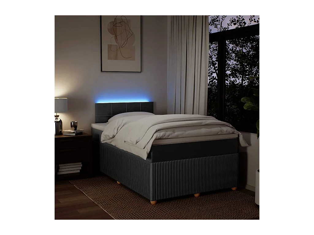 Sommier à lattes de lit avec matelas gris foncé 120x190cm tissu