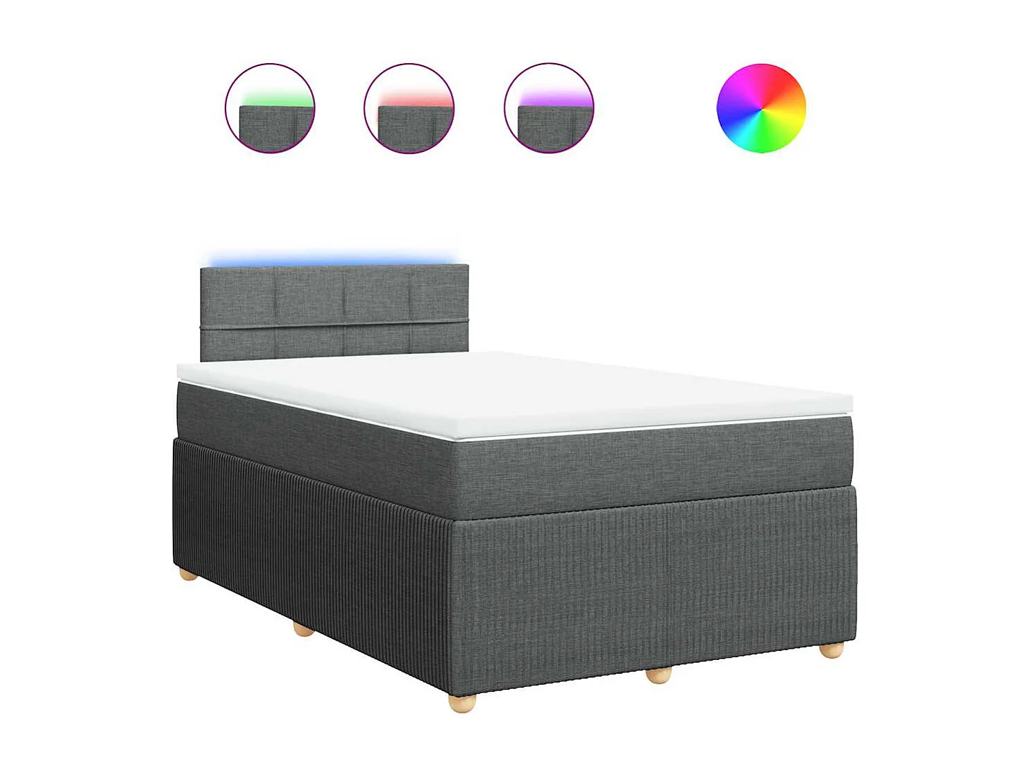 Sommier à lattes de lit avec matelas gris foncé 120x190cm tissu