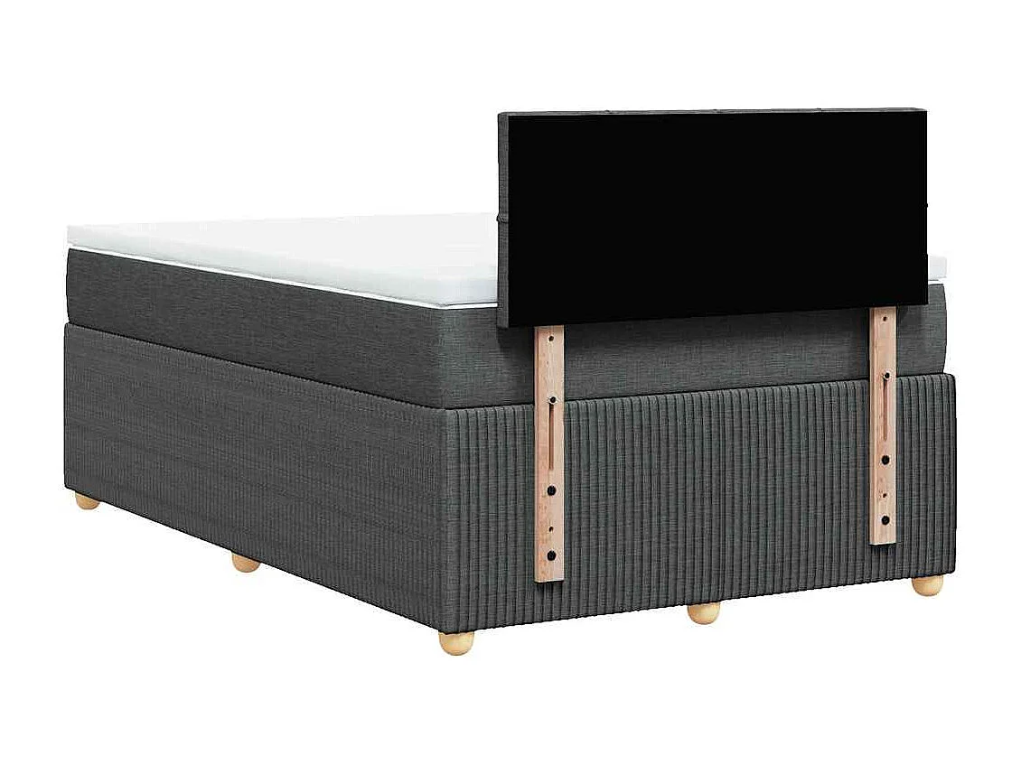 Sommier à lattes de lit avec matelas gris foncé 120x190cm tissu