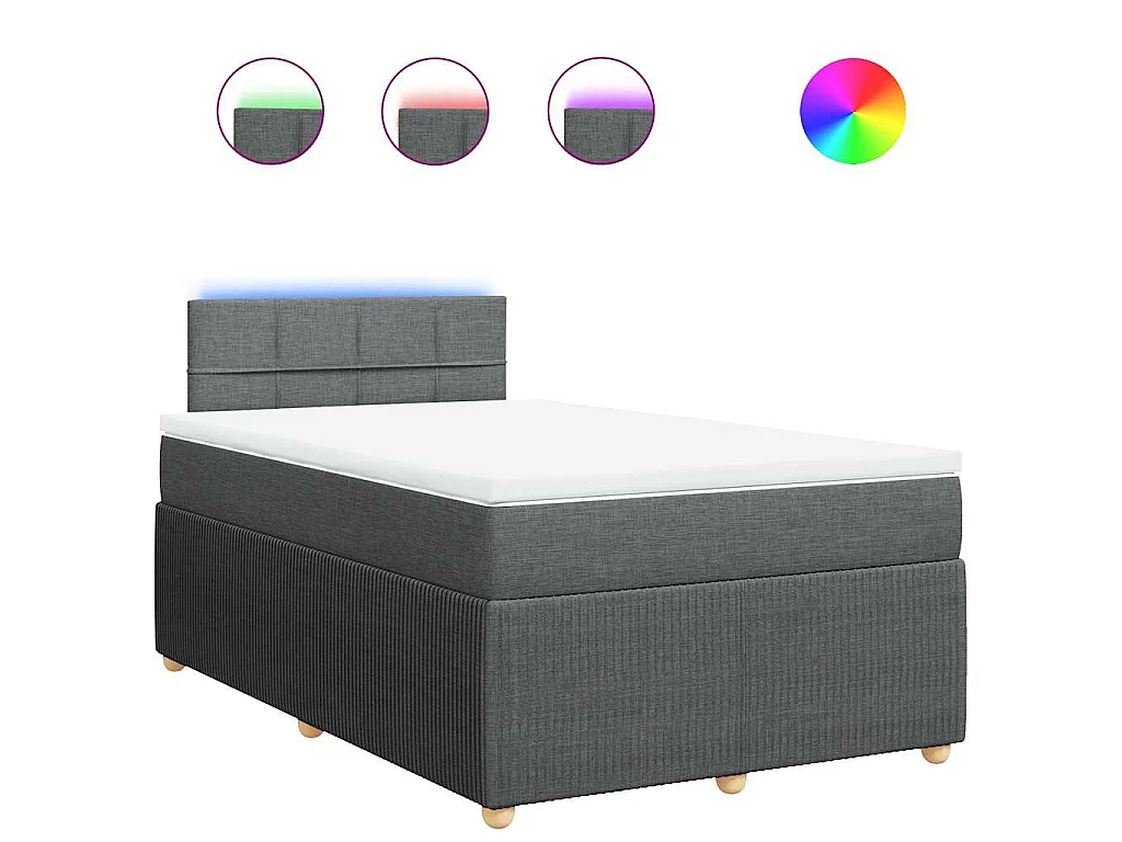 Sommier à lattes de lit avec matelas gris foncé 120x190cm tissu