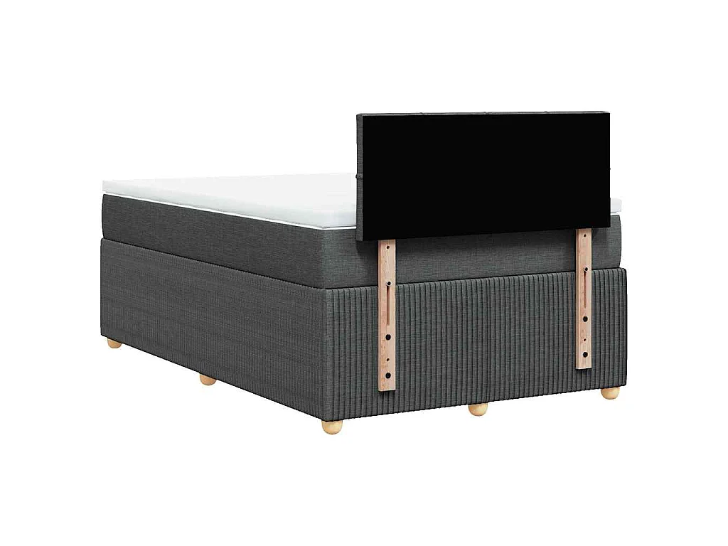 Sommier à lattes de lit avec matelas gris foncé 120x190cm tissu