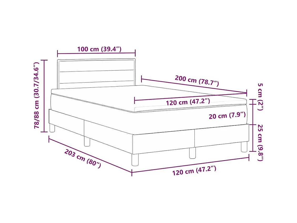 Boxspringbed met matras met matras Lichtgrijs 120 x 200 cm Stof
