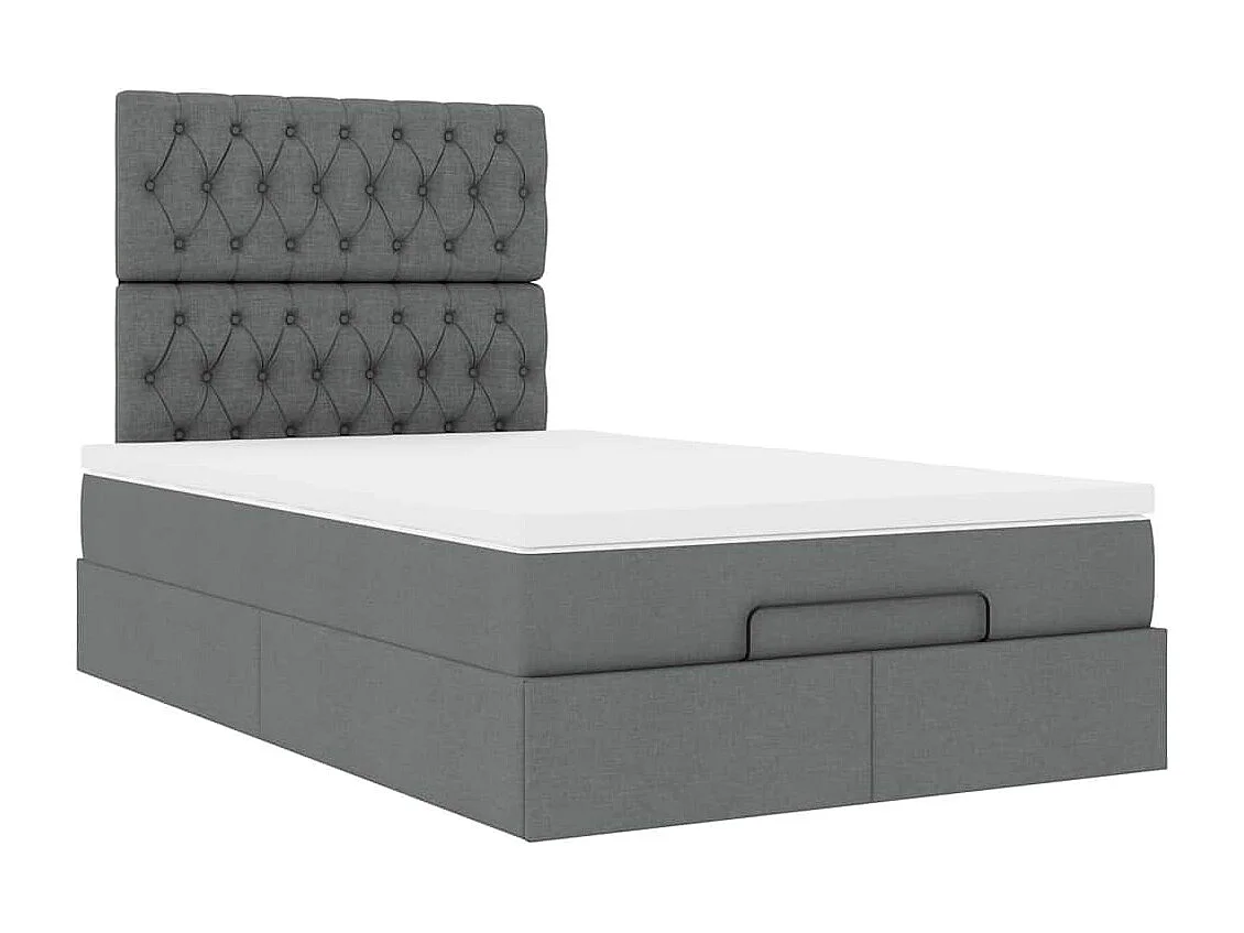 Cadre de lit ottoman avec matelas gris foncé 120x190 cm tissu