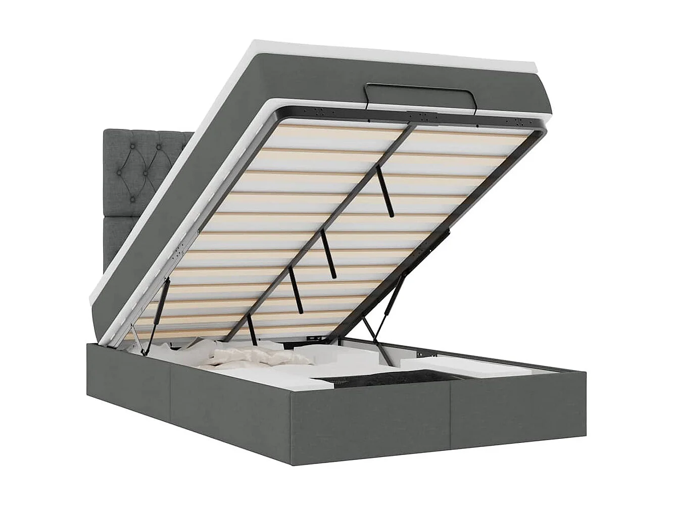 Ottoman bed met matras en LED's 120x190 cm stof donkergrijs