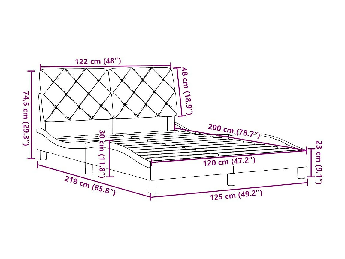 Bedframe zonder matras 120x200 cm stof donkerbruin
