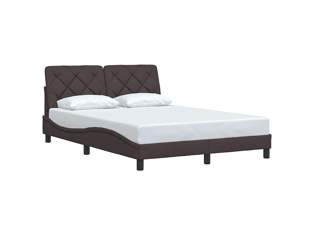 Estrutura de cama sem colchão 120x200 cm tecido castanho-escuro