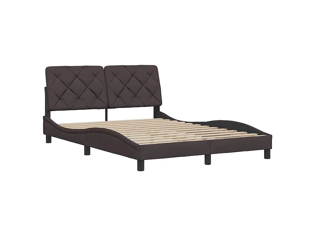 Estrutura de cama sem colchão 120x200 cm tecido castanho-escuro