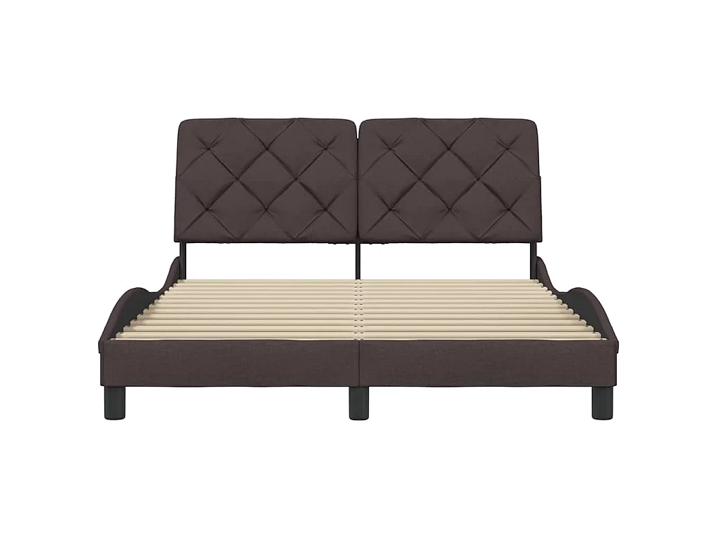 Estrutura de cama sem colchão 120x200 cm tecido castanho-escuro