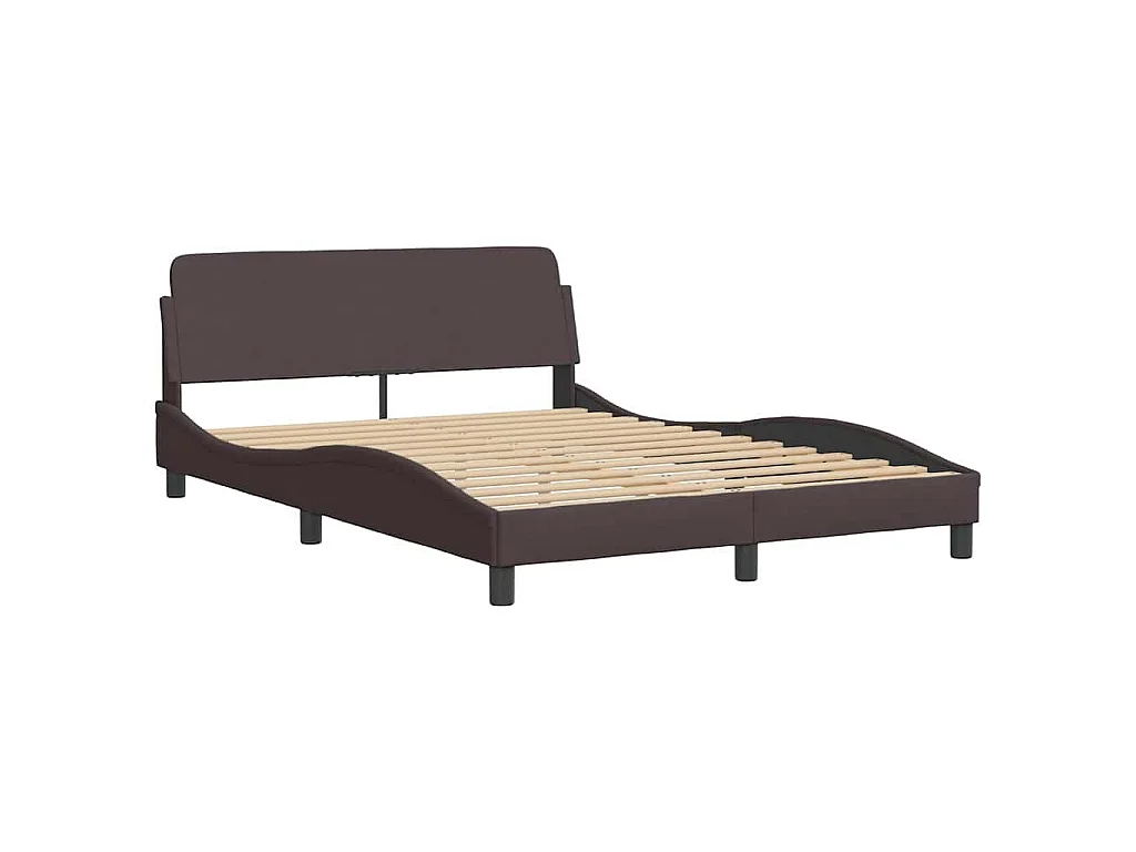 Estrutura de cama sem colchão 120x200 cm tecido castanho-escuro