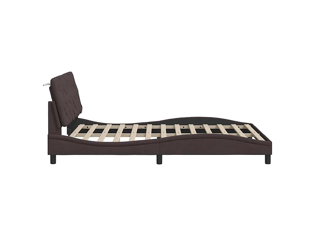 Estrutura de cama sem colchão 120x200 cm tecido castanho-escuro