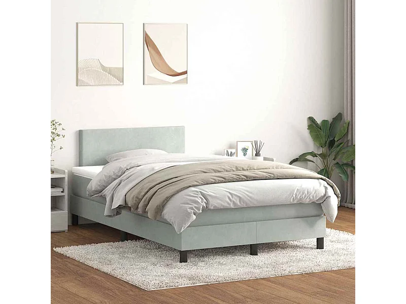 Letto a Molle con Materasso e LED Grigio Chiaro 120x210cm Velluto