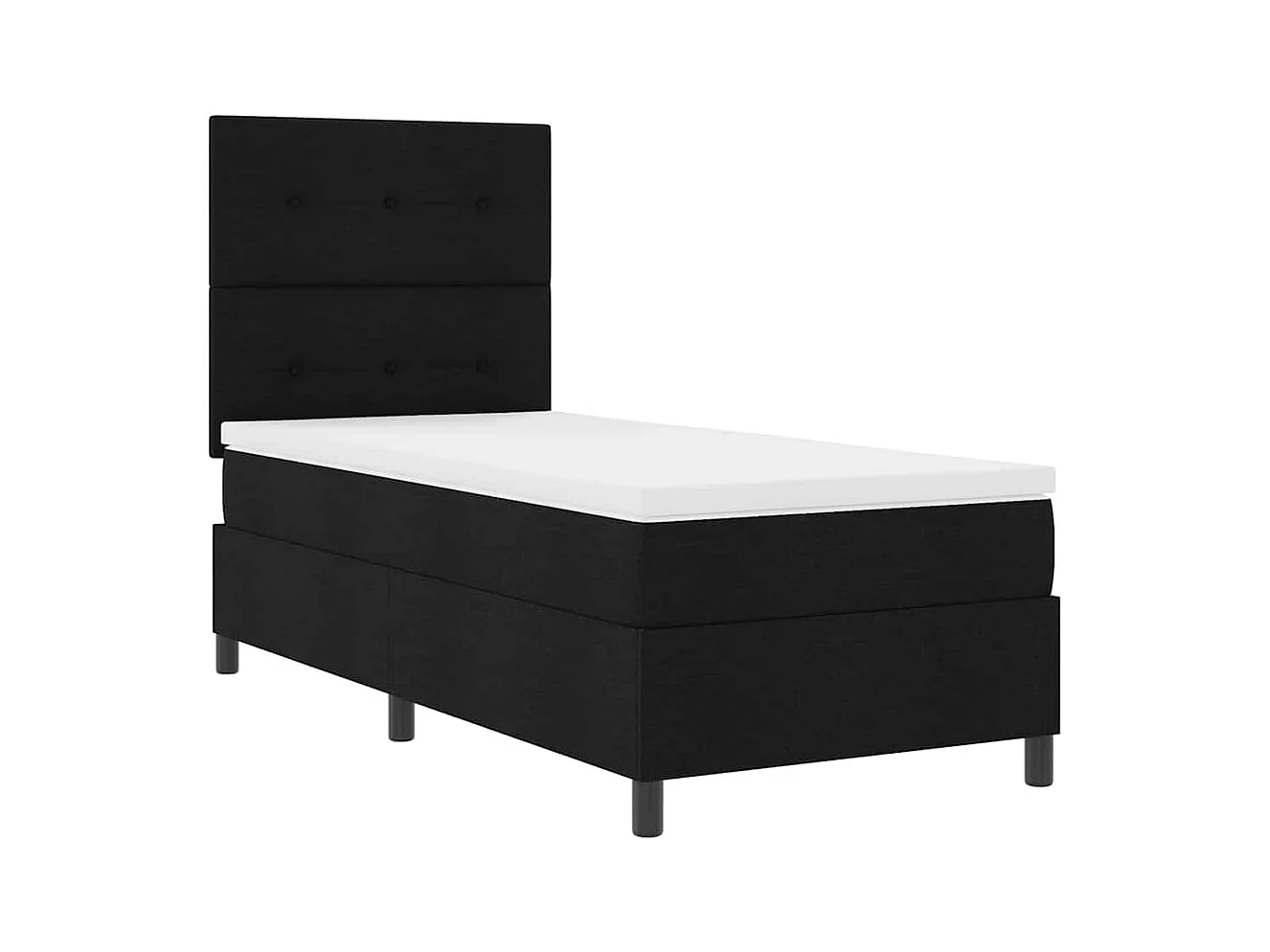 Lit à ressorts avec matelas Noir 100 x 200 cm tissu