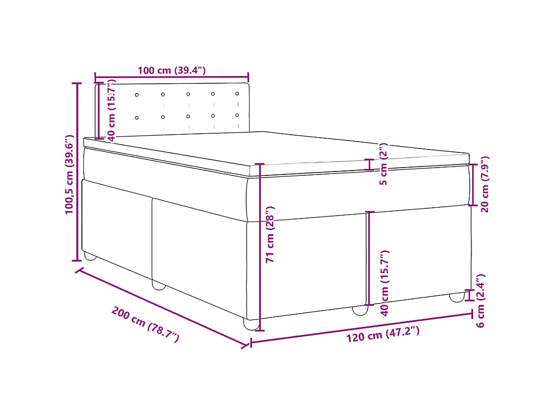 Boxspringbett mit Matratze Blau 120x200 cm Stoff