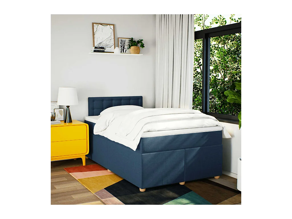 Boxspringbett mit Matratze Blau 120x200 cm Stoff