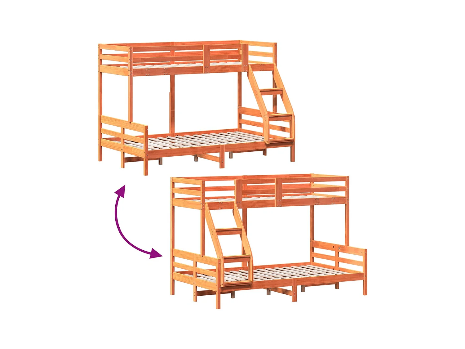 Lit superposé sans matelas 80x200/120x200 cm bois massif