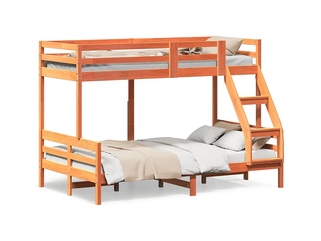 Etagenbett 80x200/120x200 cm Wachsbraun Massivholz Kiefer