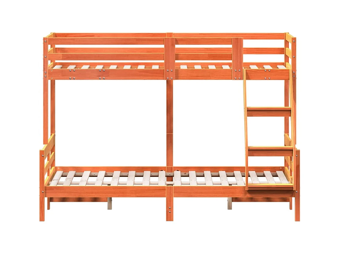 Etagenbett 80x200/120x200 cm Wachsbraun Massivholz Kiefer