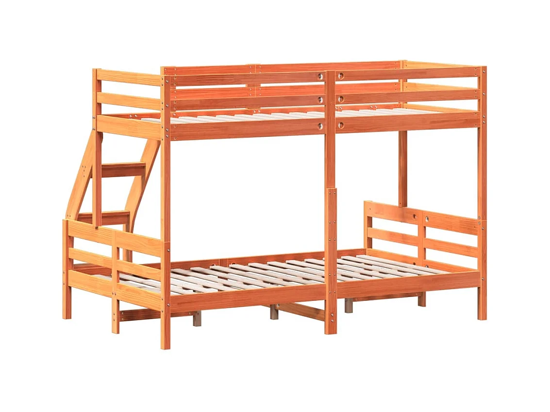 Etagenbett 80x200/120x200 cm Wachsbraun Massivholz Kiefer