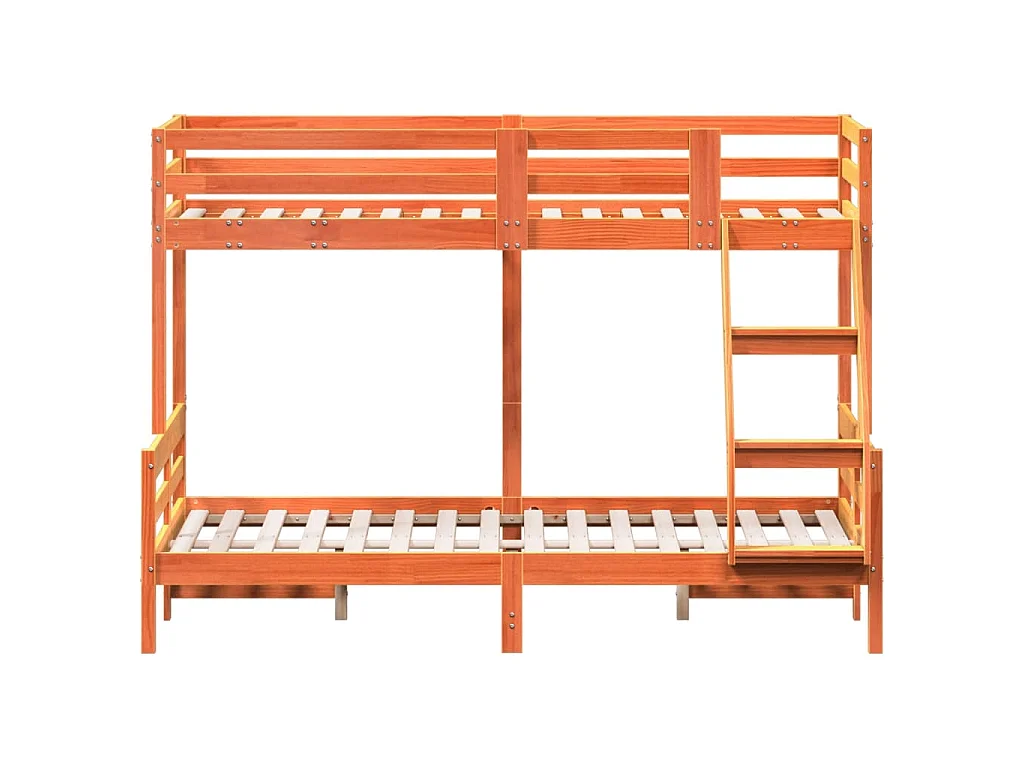 Etagenbett 80x200/120x200 cm Wachsbraun Massivholz Kiefer