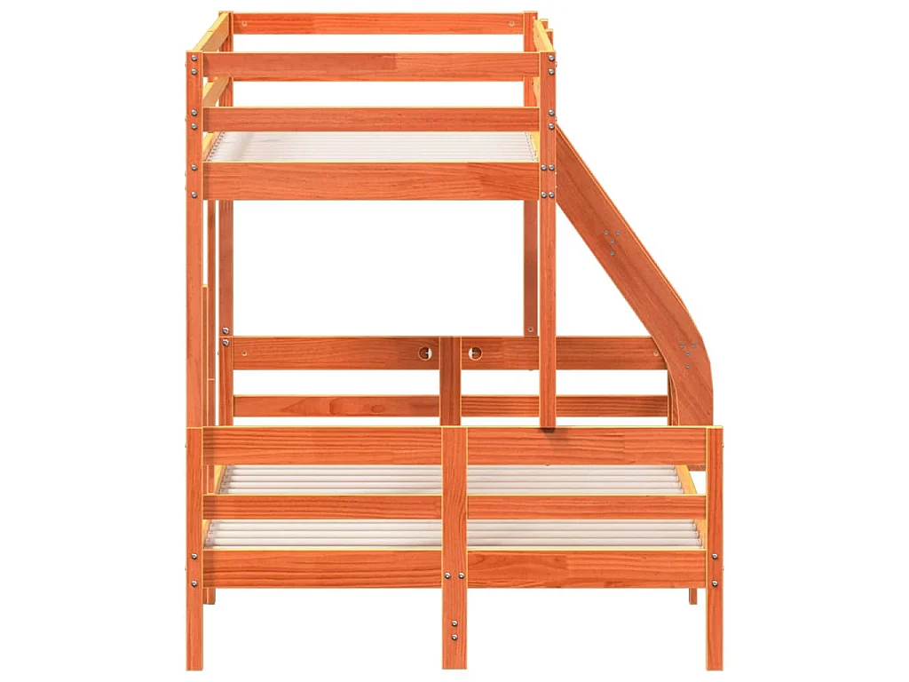 Etagenbett 80x200/120x200 cm Wachsbraun Massivholz Kiefer