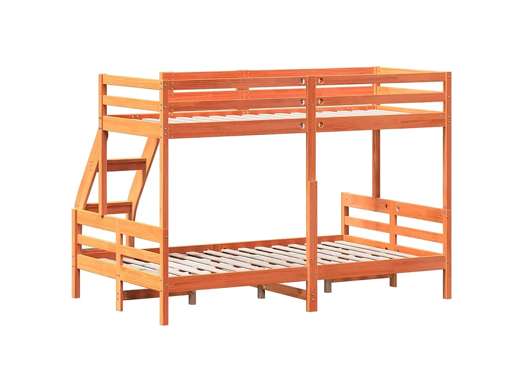 Etagenbett 80x200/120x200 cm Wachsbraun Massivholz Kiefer