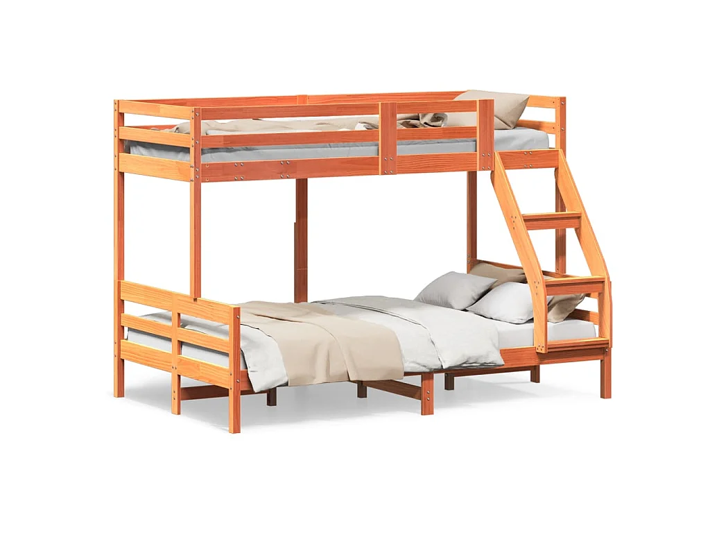 Etagenbett 80x200/120x200 cm Wachsbraun Massivholz Kiefer