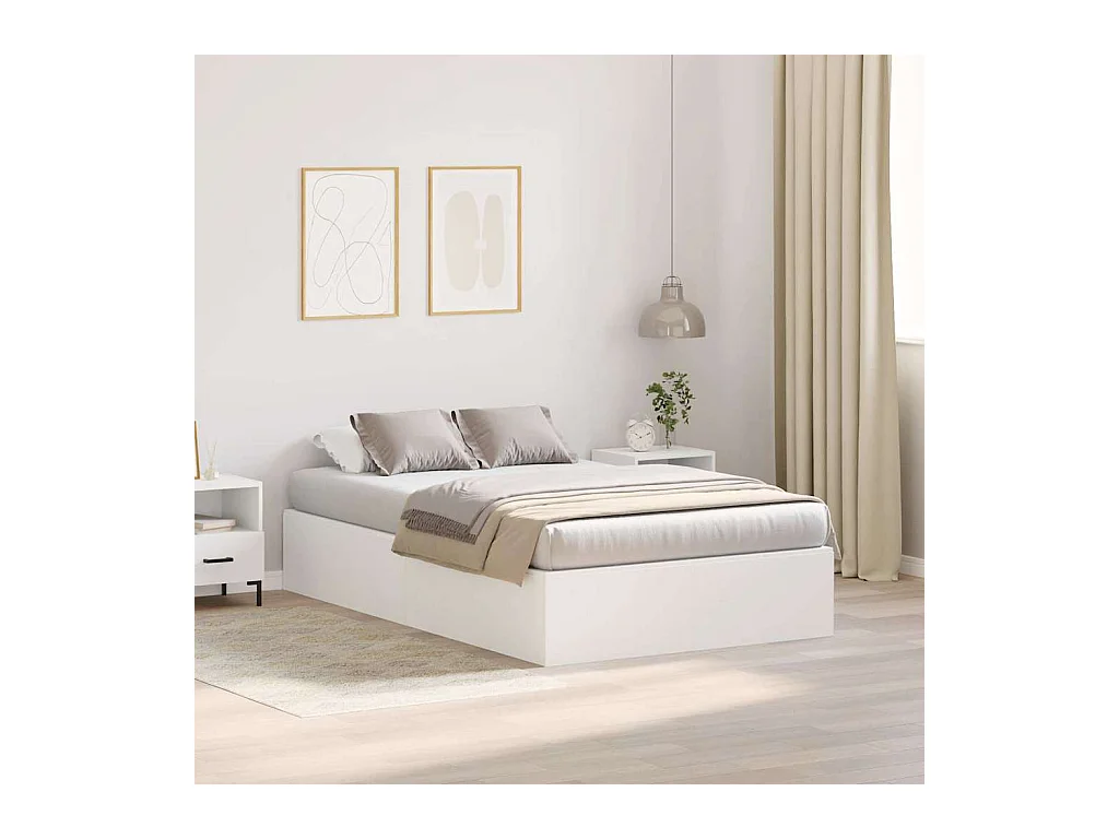 Cadre de lit avec stockage Blanc 120 x 190 cm Bois d'ingénierie