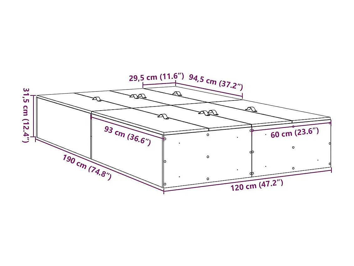 Cama con almacenamiento 120 x 190 cm Madera contrachapada