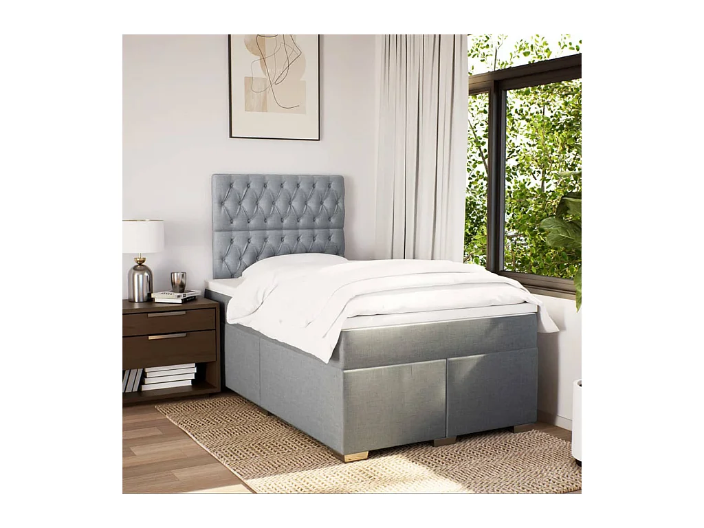 Boxspringbett mit Matratze Hellgrau 120x190 cm Stoff