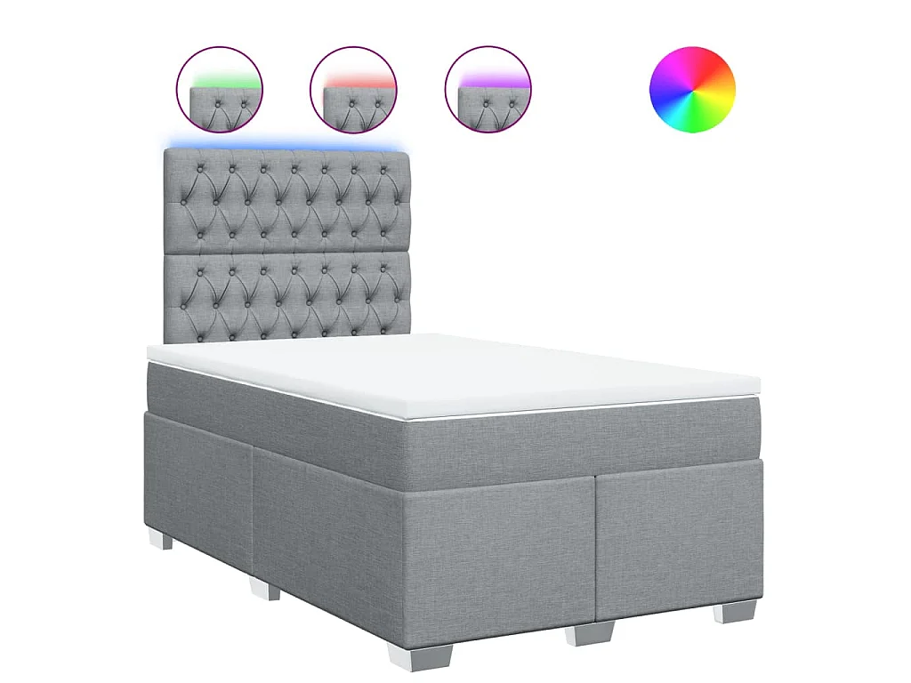 Cama boxspring com colchão 120x190 cm tecido cinzento-claro