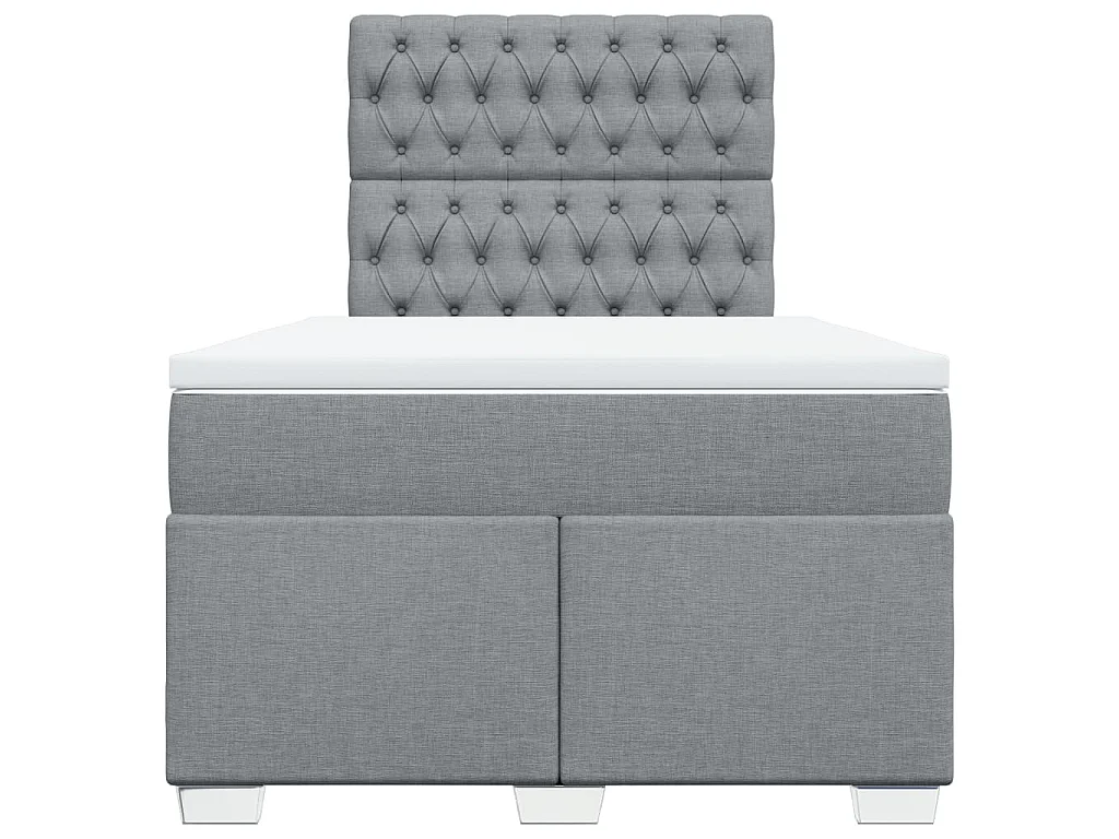 Cama boxspring com colchão 120x190 cm tecido cinzento-claro