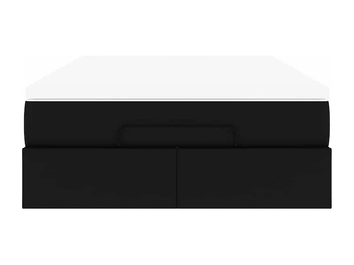 Ottoman-Bett mit Matratze Schwarz 120x190 cm Kunstleder