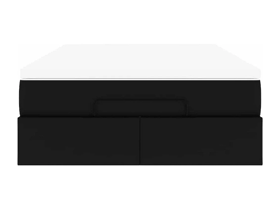 Ottoman-Bett mit Matratze Schwarz 120x190 cm Kunstleder