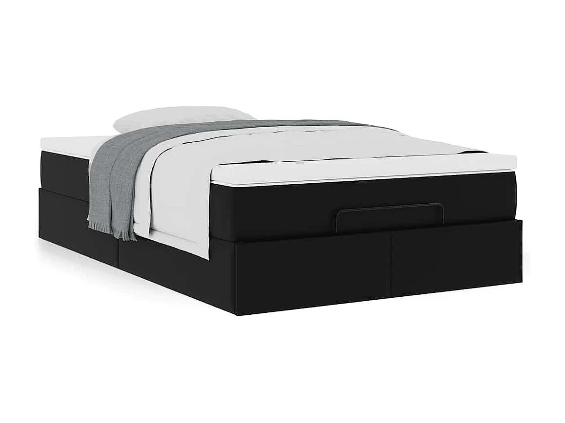 Estructura cama otomana colchón cuero sintético negro 120x190cm