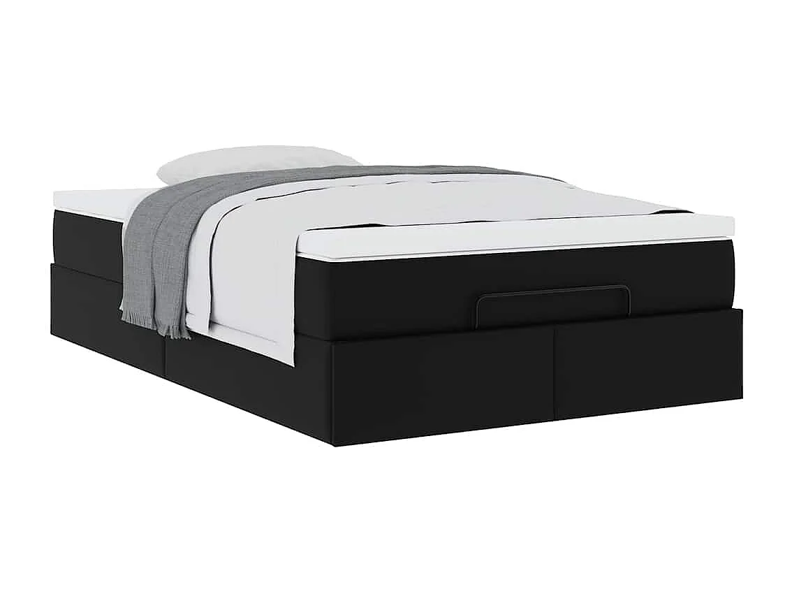 Estructura cama otomana colchón cuero sintético negro 120x190cm