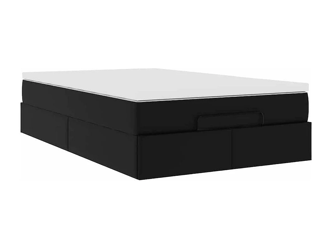 Estructura cama otomana colchón cuero sintético negro 120x190cm