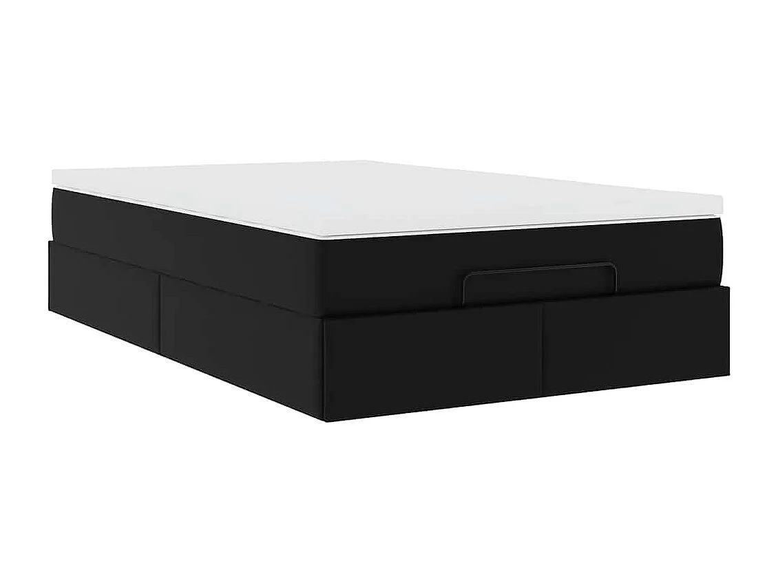 Estructura cama otomana colchón cuero sintético negro 120x190cm