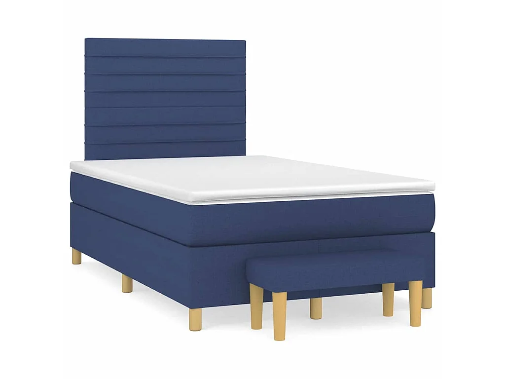 Cama boxspring com colchão 120x190 cm tecido azul