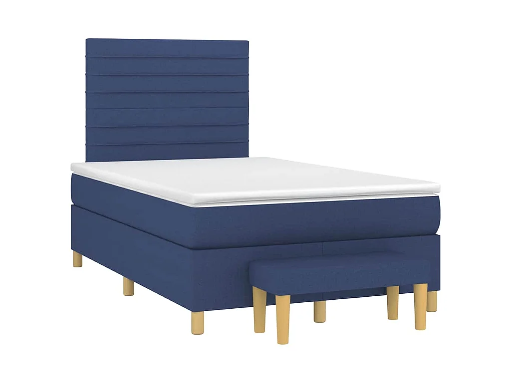 Cama boxspring com colchão 120x190 cm tecido azul