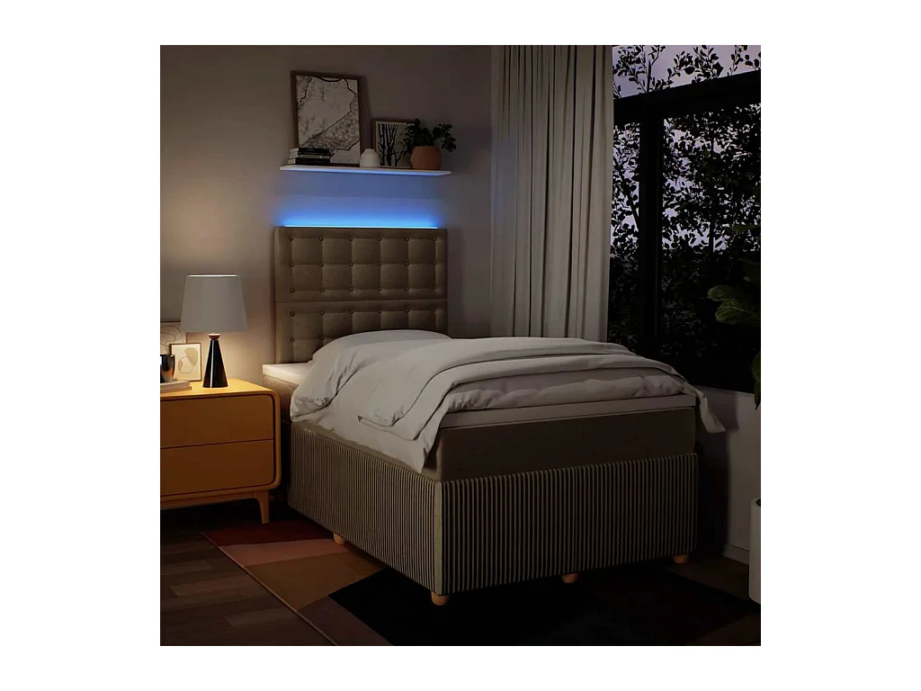 Sommier à lattes de lit avec matelas crème 120x190 cm tissu