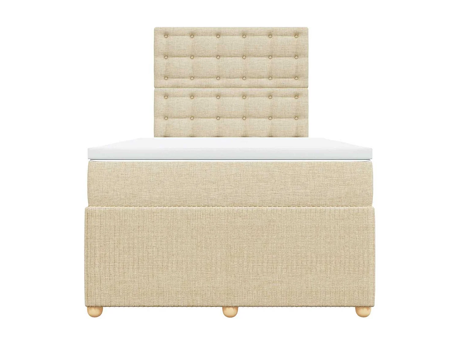 Sommier à lattes de lit avec matelas crème 120x190 cm tissu