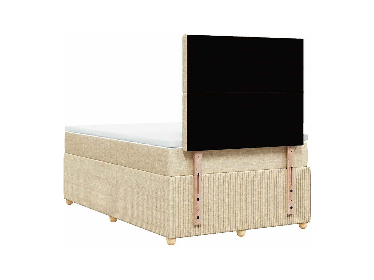 Sommier à lattes de lit avec matelas crème 120x190 cm tissu