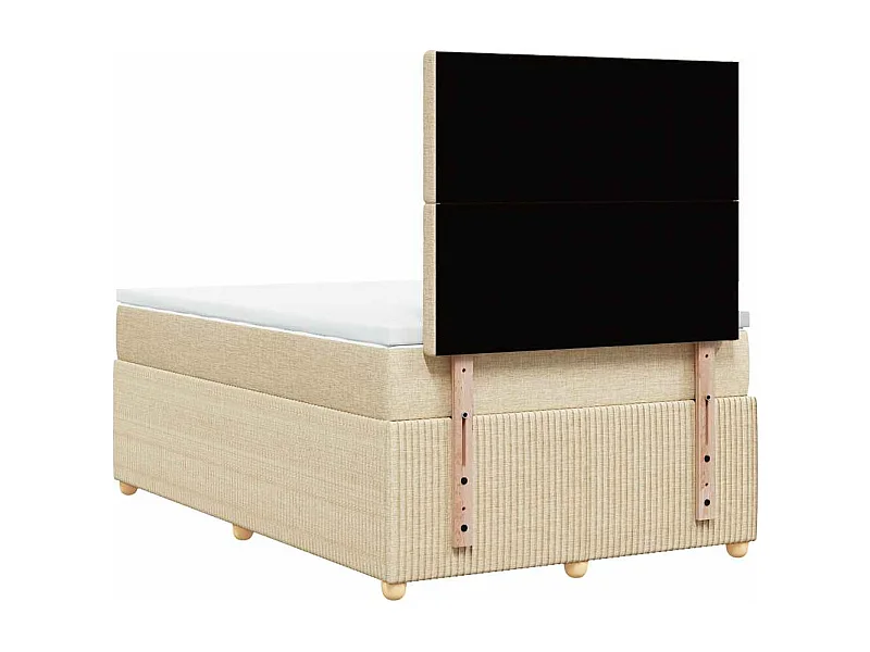 Cama box spring con colchón tela color crema 120x190 cm