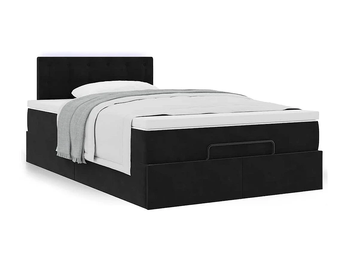 Ottoman-Bett mit Matratze Schwarz 120x190 cm Samt