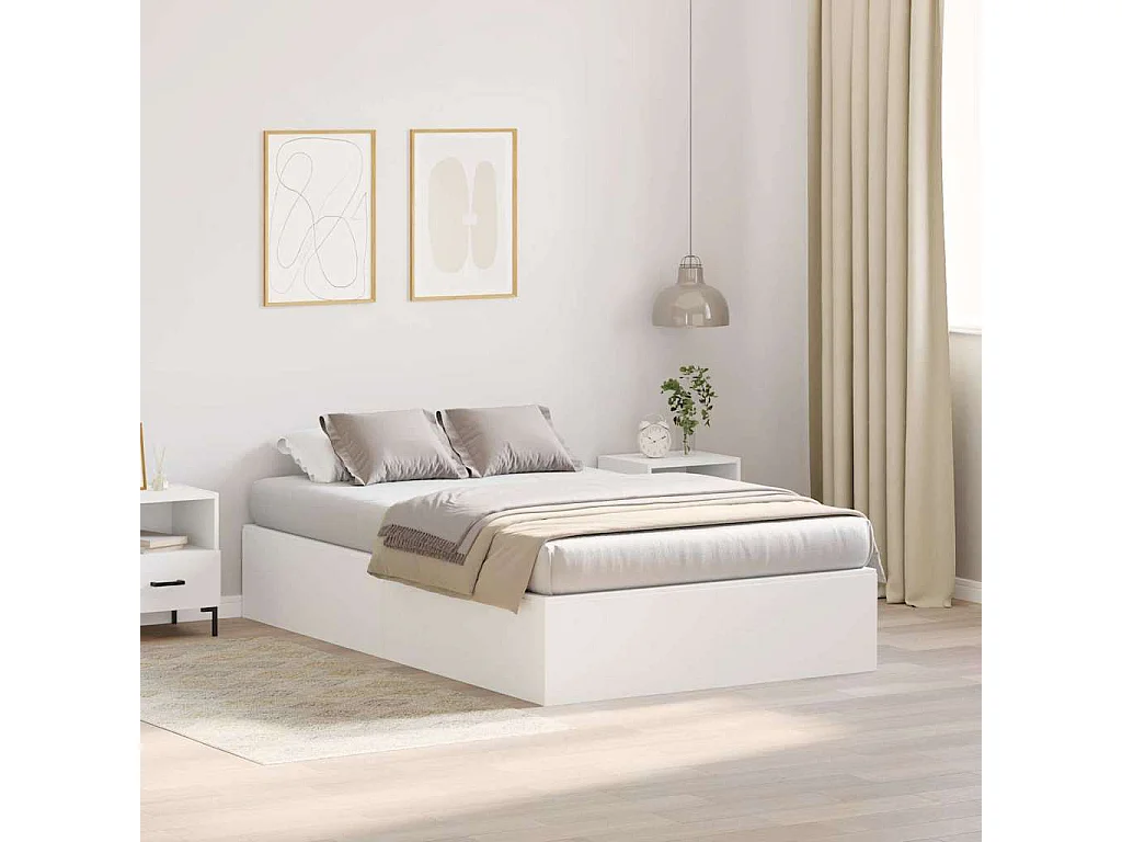 Cadre de lit avec rangement avec stockage Blanc 120 x 200 cm