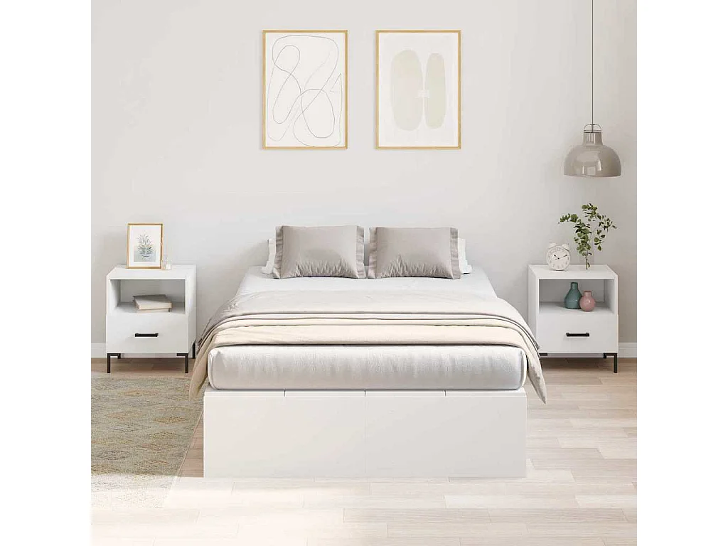 Cadre de lit avec rangement avec stockage Blanc 120 x 200 cm